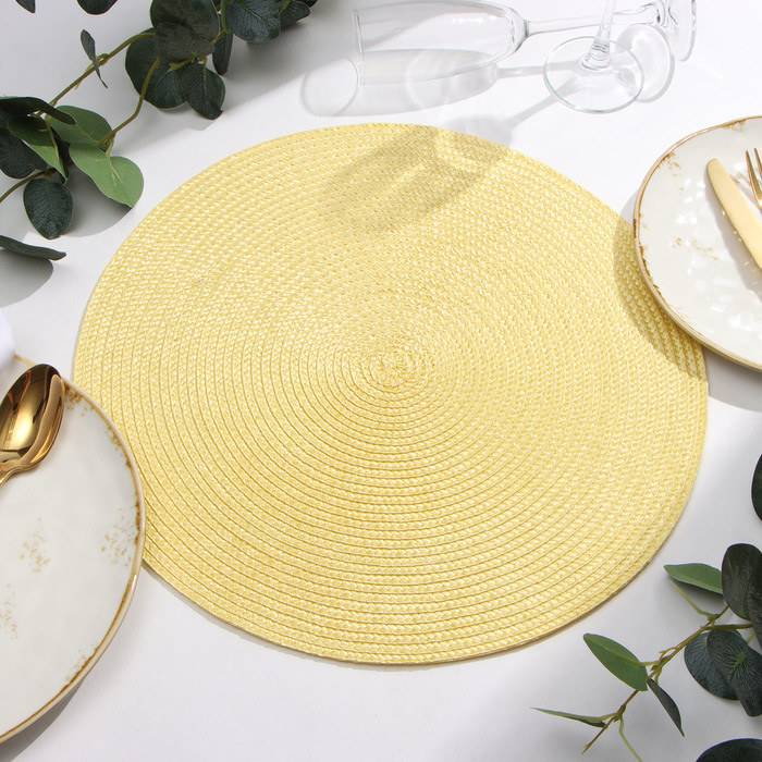 Салфетка сервировочная Доляна «Классика», цв.желтый, d 38см 10058477 Салфетка сервировочная Доляна «Классика», цв.желтый, d 38см 10058477