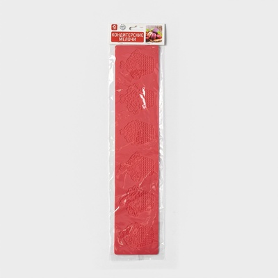 Коврик для айсинга Доляна «Пироженки», силикон, 37.5×8×0.1 см, красный
