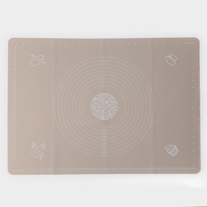 Коврик для выпечки и раскатки теста с разметкой Доляна «Капучино», силикон, 70×50 см, бежевый - Фото 1