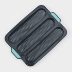 Форма для выпечки «Багет», силикон, 34.5×24×2.2 см, 3 ячейки (28×6×2 см), перфорированная, тёмно-серая - Фото 2