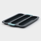 Форма для выпечки «Багет», силикон, 34.5×24×2.2 см, 3 ячейки (28×6×2 см), перфорированная, тёмно-серая - Фото 3