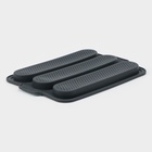 Форма для выпечки «Багет», силикон, 34.5×24×2.2 см, 3 ячейки (28×6×2 см), перфорированная, тёмно-серая - Фото 4