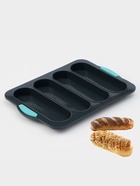 Форма для выпечки с перфорацией «Хлеб», силикон, 35.5×23.5×2.5 см, 4 ячейки (20×6.2×2.4 см), тёмно-серый - Фото 2