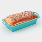 Форма для выпечки «Хлеб», силикон, 31.5×14×6.5 см, внутр. 25.5×12×5.6 см, бирюзовая - Фото 1