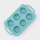 Форма для выпечки «Фигуры. Круг», 32.5×18.5×4 см, 6 ячеек, (7×7×4 см), бирюзовая - Фото 3