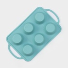 Форма для выпечки «Фигуры. Круг», 32.5×18.5×4 см, 6 ячеек, (7×7×4 см), бирюзовая - Фото 5