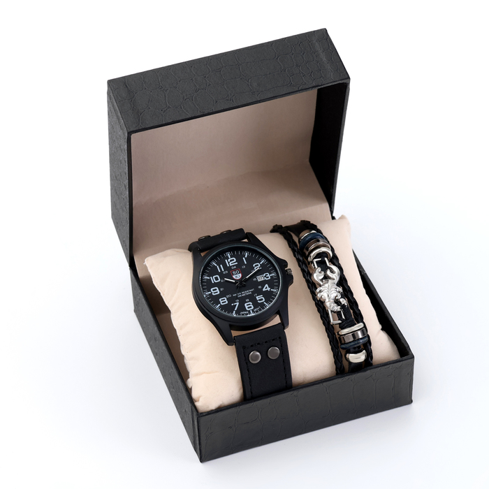 Мужской подарочный набор "Скорпион" 2 в 1: наручные часы, браслет - Фото 1
