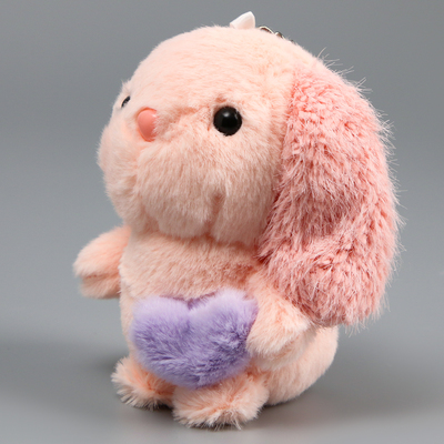 Мягкая игрушка «Зайка» на брелоке, 11 см, цвет светло-розовый