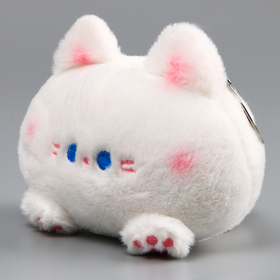 Мягкая игрушка «Котик-кругляш» на брелоке, 11 см, цвет бело-розовый