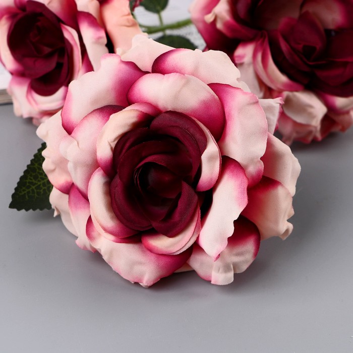 Цветы искусственные "Роза Палома" d-8 см 53 см, тёмно-сиреневый