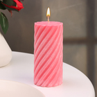 Свеча-цилиндр "Спираль", 5х10 см, розовая, 6 ч - фото 11982741