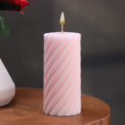 Свеча-цилиндр "Спираль", 5х10 см, светло-розовая, 6 ч - фото 320992523