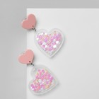 Серьги акрил «Сердечко» конфетти, цвет розовый - Фото 2