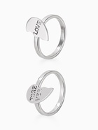 Кольца парные с надписью «Сердце», 2 шт. половинки, цвет серебро, 17 размер - Фото 3