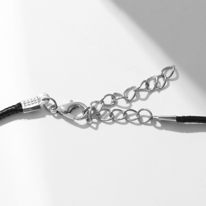 Кулон мужской "Коноха", цвет чернёное серебро на чёрном шнурке, 40 см
