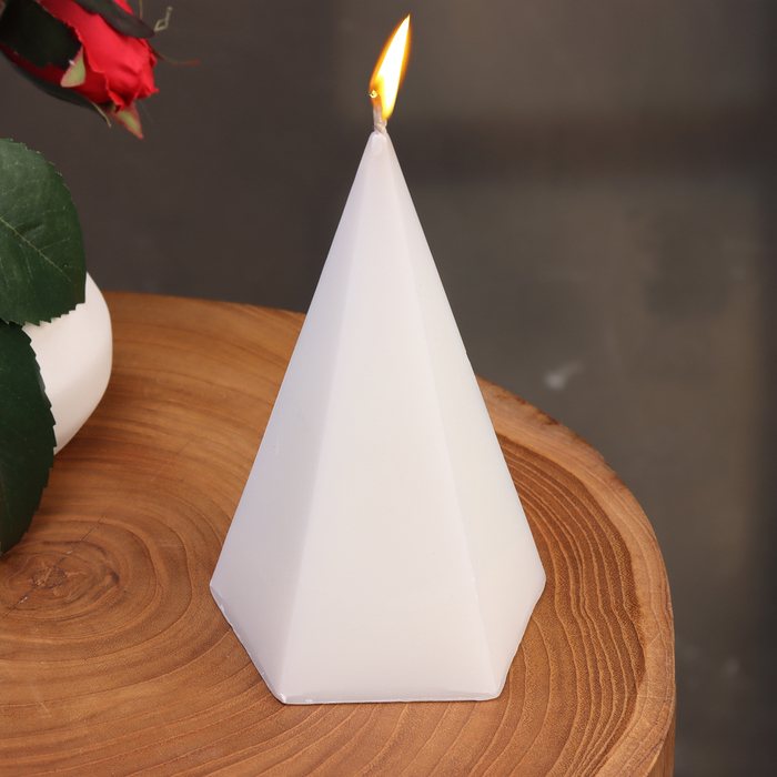 Свеча декоративная "Конус пятиугольный", 7,5х12,5 см, пальмовый воск, белая