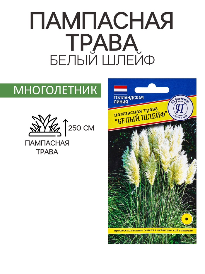Семена цветов Пампасная трава «Белый шлейф», «Перстиж семена», 0.1 г - Фото 1
