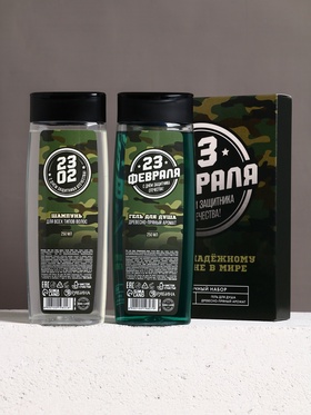 Подарочный набор «С 23 Февраля!»: гель для душа и шампунь для волос, 2×200 мл, HARD LINE