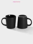 Кружки Доляна Coffee break, набор 2 шт.: 265 мл, керамика, чёрные - Фото 2