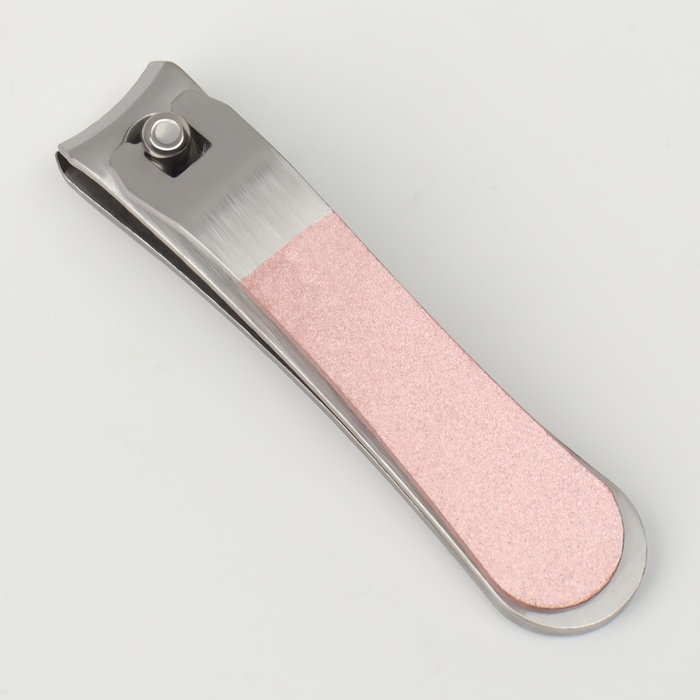Кусачки-книпсер маникюрные, 5,5 см, цвет серебристый/розовый