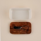 Паштетница с ножом SL Home «Южная акация», фарфор, 2 предмета: паштетница с деревянной крышкой 650 мл, нож 12.3×3 см - Фото 4