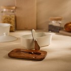 Паштетница с ножом SL Home «Южная акация», фарфор, 2 предмета: паштетница с деревянной крышкой 650 мл, нож 12.3×3 см - Фото 6