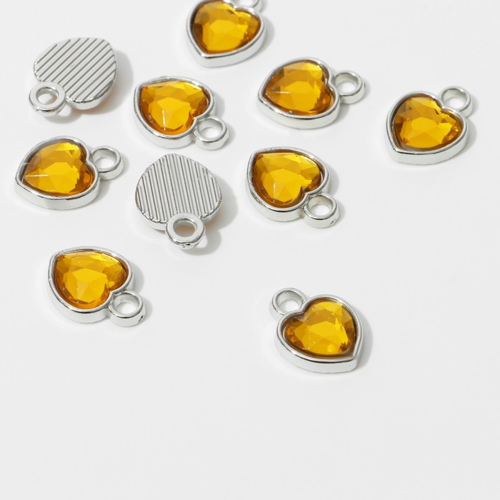 Концевик-подвеска «Сердечко» 1,7×1,3×0,2 см, (набор 10 шт.), цвет золотой в серебре - Фото 1