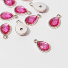 Подвеска «Капля» рифлёная 2.1×1.4×0.4 см,(набор 10 шт.), ярко-розовая в золоте - Фото 2