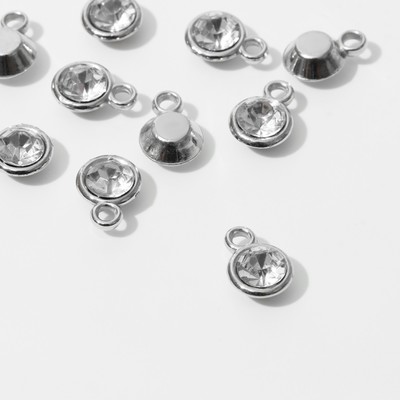 Концевик-подвеска «Круг» малый 1,3×0,9×0,8 см, (набор 10 шт.), цвет белый в серебре