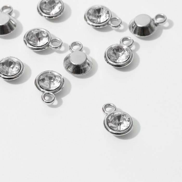 Концевик-подвеска «Круг» малый 1,3×0,9×0,8 см, (набор 10 шт.), цвет белый в серебре - Фото 1