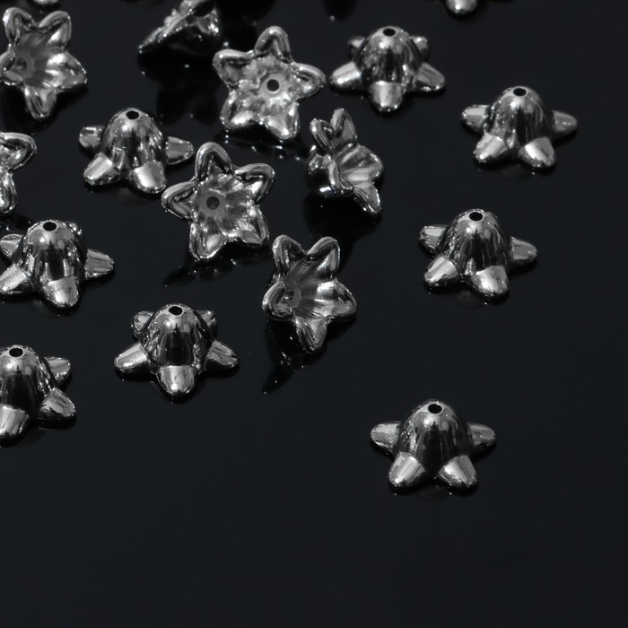 Шапочки для бусин 1,3×1,3×1 см, (набор 100 шт.), цвет серебро - Фото 1