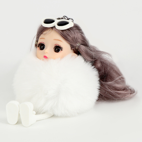 Мягкая игрушка «Куколка модница» на брелоке, 16 см, цвет белый