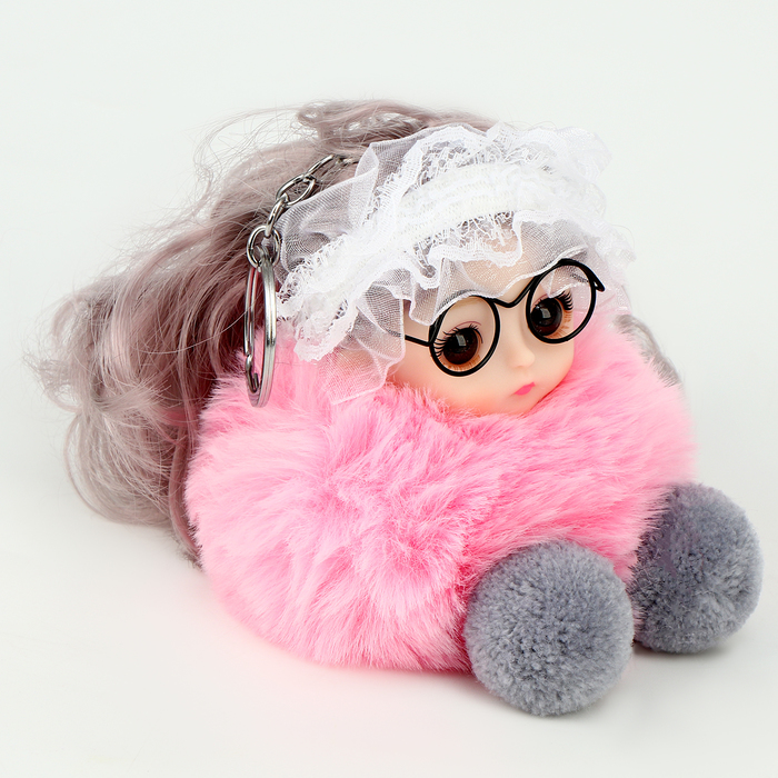 Мягкая игрушка «Куколка модница» на брелоке, 16 см, цвет розовый