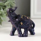 Сувенир полистоун "Сине-фиолетовый слон с попоной и золотом" 6,5х3,5х7 см - фото 3393213