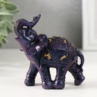 Сувенир полистоун "Сине-фиолетовый слон с попоной и золотом" 8,5х4,5х8,5 см - фото 320972187