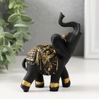 Сувенир полистоун "Чёрный слон в золотой богатой попоне" 8х5х10,5 см - фото 11974495