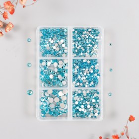 Декор для творчества стекло «Стразы. Голубое озеро», d=2-4.8 мм, набор 1188 шт., 6×8×1.5 см