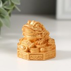 Нэцкэ фигурка полистоун под золото «Жаба на монетках и пьедестале с символами», 4.2×4.4×4.1 см - Фото 1