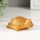Нэцкэ полистоун под золото "Черепаха с символами на панцире" 6,4х5,5х2,2 см - Фото 2