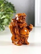 Нэцкэ фигурка полистоун под дерево «Хотей. Богатство», 7.2×6.8×9.2 см - Фото 2