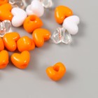 Бусины пластик "Сердце. Оранжевый, белый, прозрачный" набор 20 гр 1,2х0,9х0,8 см - Фото 3