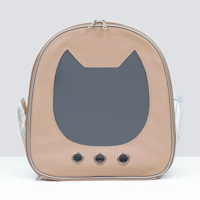 Рюкзак для переноски "Котик", прозрачный, 32 х 21 х 35 см, бежевый