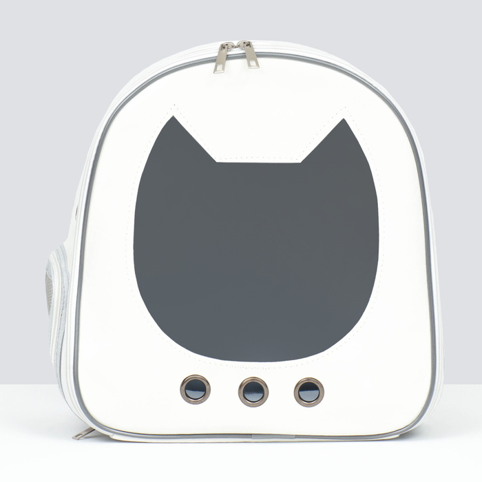 Рюкзак для переноски "Котик", прозрачный, 32 х 21 х 35 см, белый