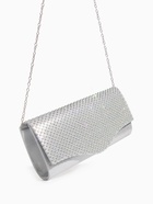 Сумка-клатч женская вечерняя на магните, на цепочке, со стразами, комбинированная, серебристая - Фото 2