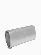 Сумка-клатч женская вечерняя на магните, на цепочке, со стразами, комбинированная, серебристая - Фото 4