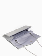 Сумка-клатч женская вечерняя на магните, на цепочке, со стразами, комбинированная, серебристая - Фото 6