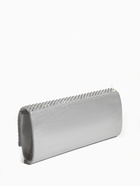 Сумка-клатч женская вечерняя на магните, на цепочке, комбинированная, со стразами, серебристая - Фото 4