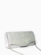 Сумка-клатч женская вечерняя на магните, на цепочке, комбинированная, со стразами, серебристая - Фото 5