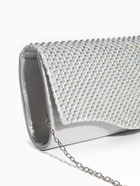Сумка-клатч женская вечерняя на магните, на цепочке, комбинированная, со стразами, серебристая - Фото 6