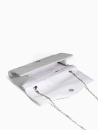 Сумка-клатч женская вечерняя на магните, на цепочке, комбинированная, со стразами, серебристая - Фото 7